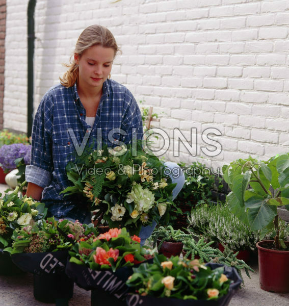 People, woman making bouquet People, woman making bouquet
