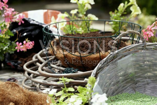 Making hanging basket Making hanging basket
