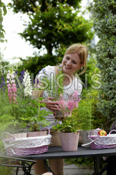 Woman holding Astilbe Woman holding Astilbe