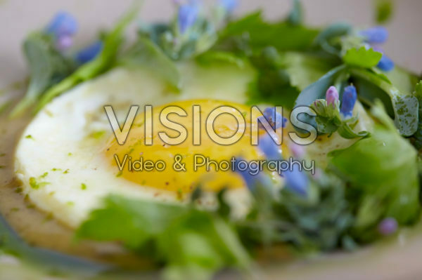 Fried egg with Blue Ocean flowers Fried egg with Blue Ocean flowers