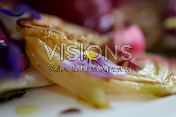 Pansy leaf on fried onion Pansy leaf on fried onion