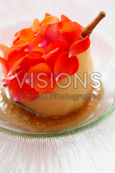 Poached pear with rose petals Poached pear with rose petals