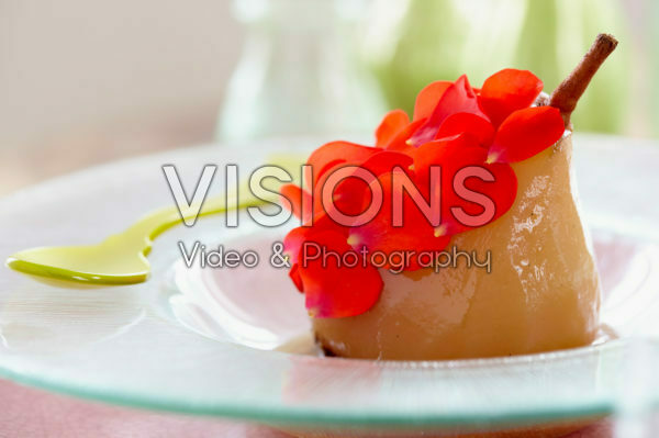 Poached pear with rose petals Poached pear with rose petals