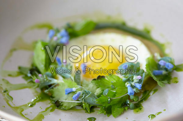 Fried egg with Blue Ocean flowers Fried egg with Blue Ocean flowers