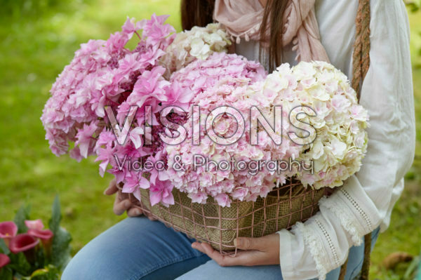 Lady with hydrangea flowers Lady with hydrangea flowers