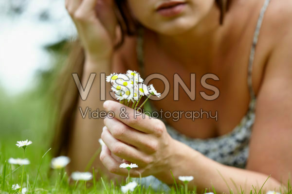 Lady with English Daisies Lady with English Daisies
