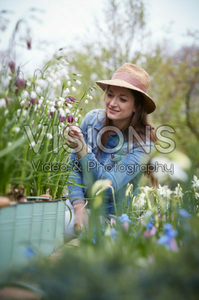 Young lady in spring park Young lady in spring park