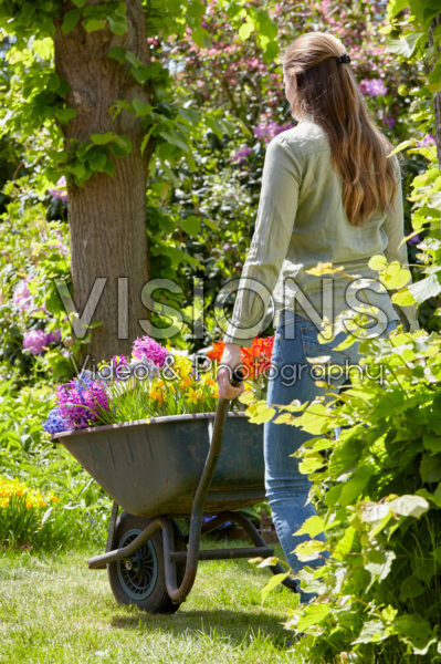 Young lady with spring flowers Young lady with spring flowers
