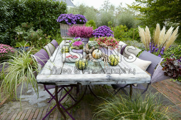 Decorated garden table Decorated garden table