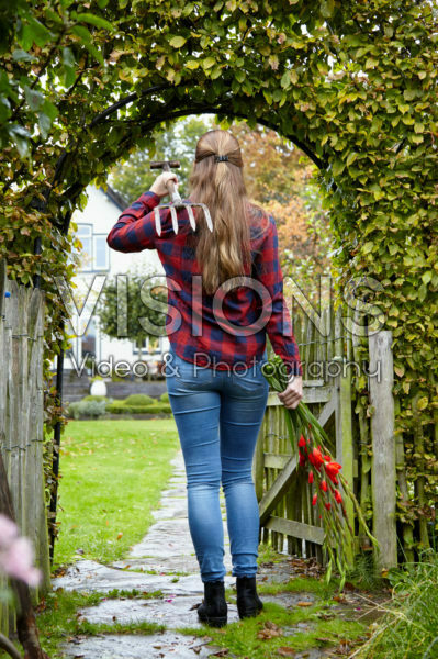 Lady in garden Lady in garden