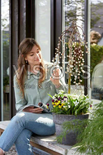Young lady on patio Young lady on patio