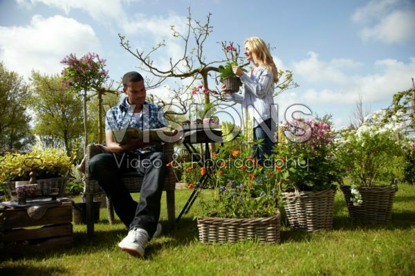Couple enjoying the garden Couple enjoying the garden