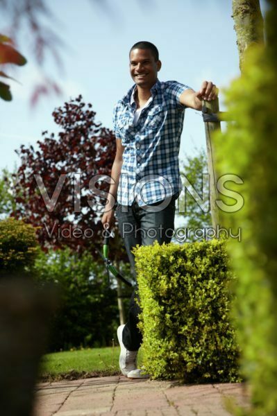 Man with pruning shears Man with pruning shears